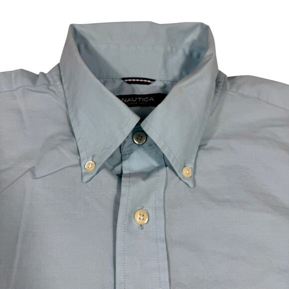 Nautica Wrinkle Resistant Men's XL Blue Short Sleeve Button Down Oxford Shirt - Picture 4 of 8